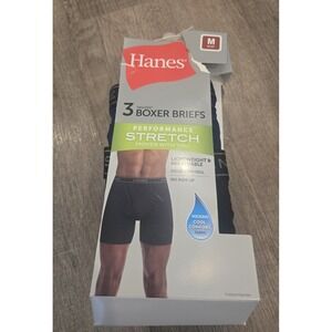 Hanes Men's Performance Stretch 3 Pack Tagless Boxer Briefs Medium